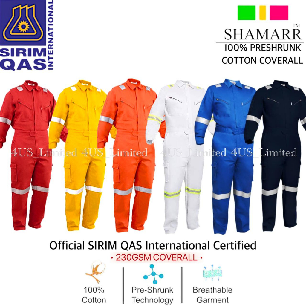 SHAMARR 100% PRESHRUNK SAFETY COVERALL WITH REFLECTIVE 230GSM | HIGH ...
