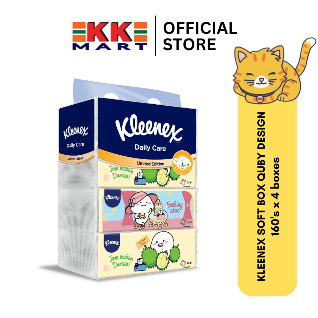 Kleenex Facial Tissue Soft Box Limited Edition Quby Design 2 Ply (160's x 4 Boxes)