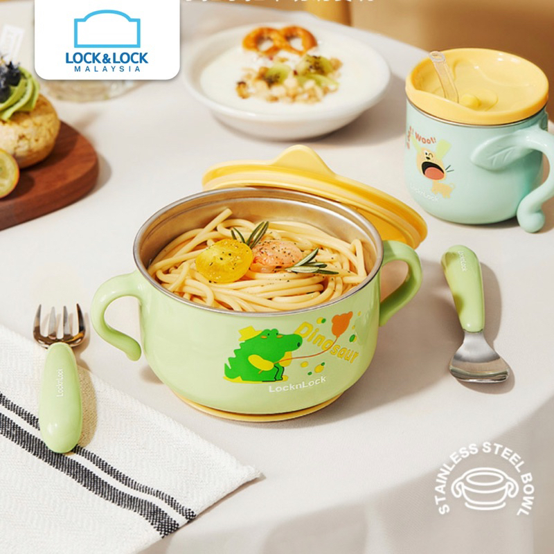 LocknLock 316 Stainless Steel Kids Bowl + Fork and Spoon Set Shopee Malaysia