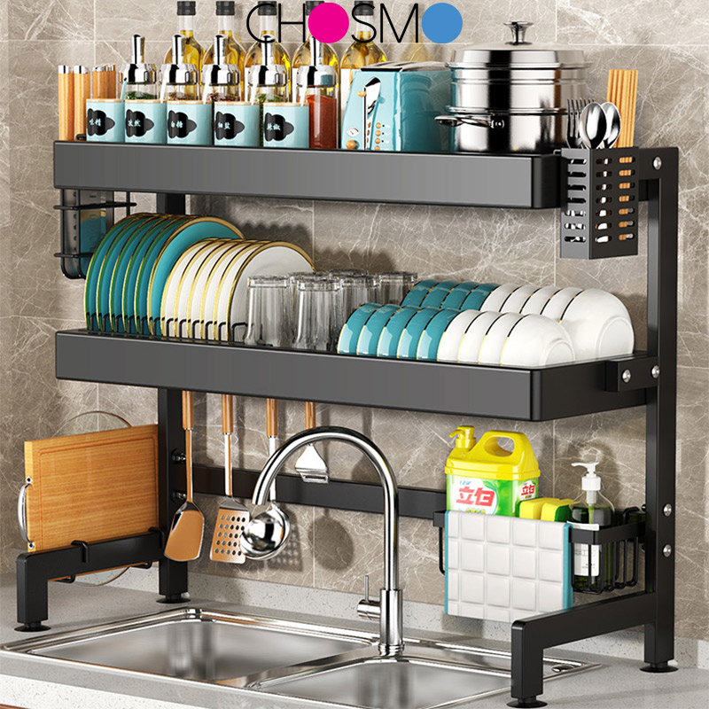 Rak Dapur Stainless Steel Sink Dish Rack Rak Pinggan Sinki Dish Drainer Rak Kitchen Organizer 9285