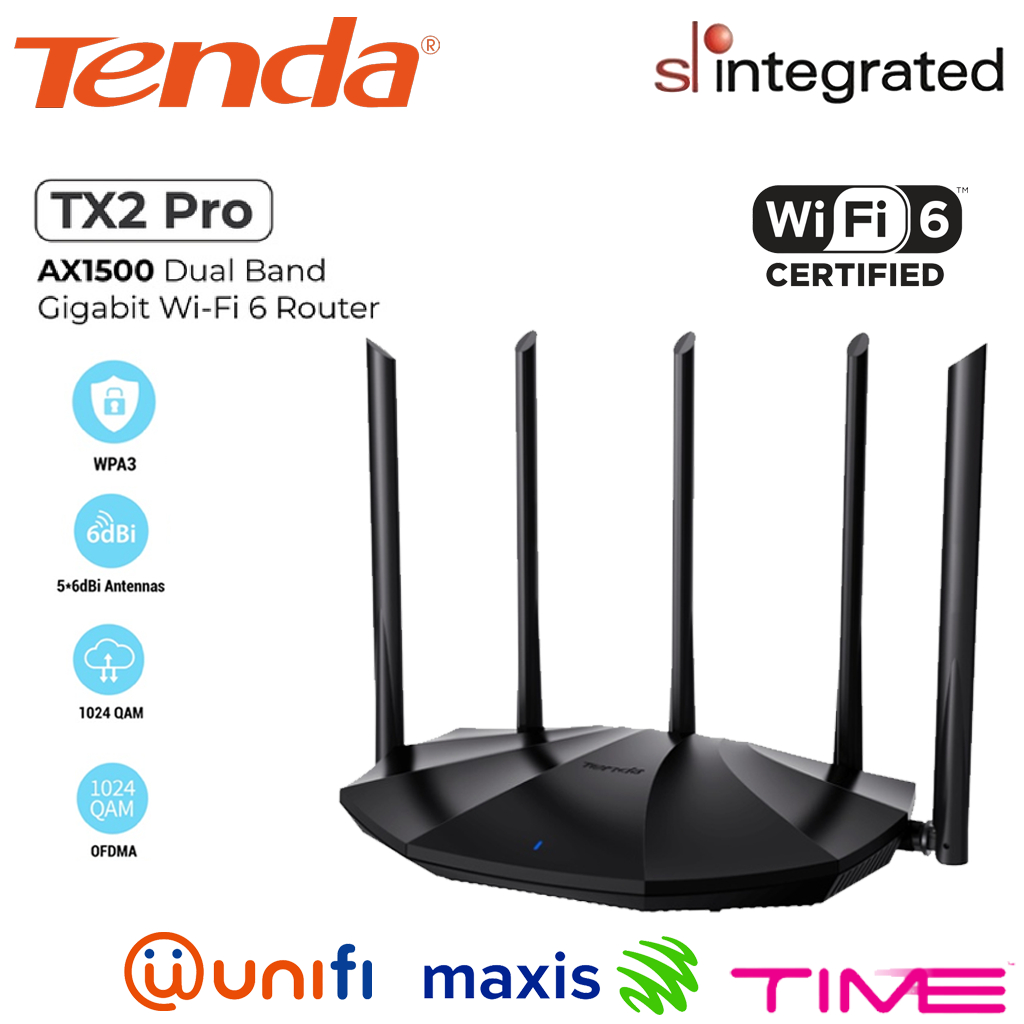  Tenda WiFi 6 Router for Home, AX1500 Dual Band Gigabit