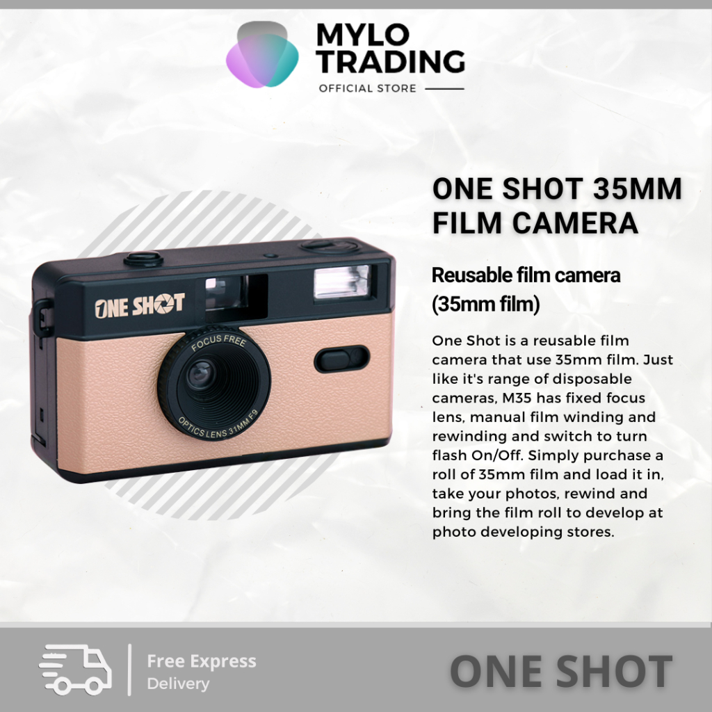 One Shot Roll Film Camera Pointandshoot with Flash Reusable Film