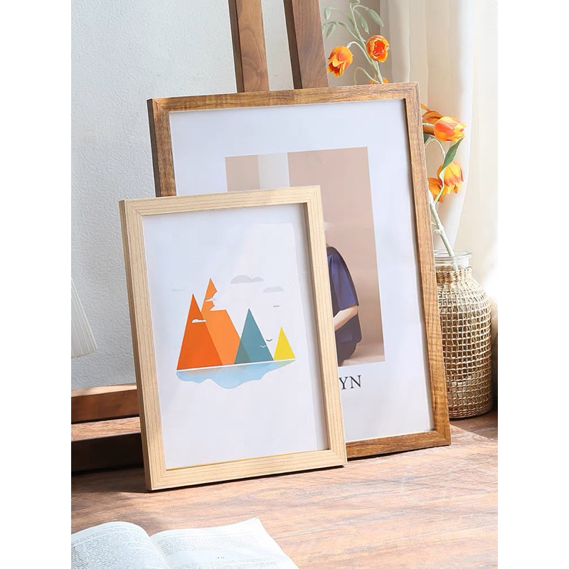 Wood Frame A4 Size Black Wood Color Photo Frame Natural Solid Wall Mount Home Decor Shopee