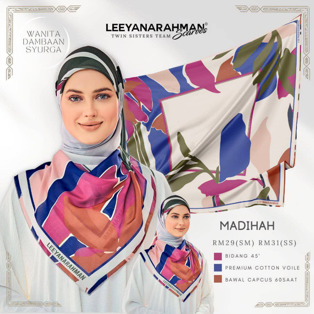 CLEARANCE LEEYANARAHMAN SCARVES HIJAB BAWAL COTTON VOILE PRINTED READY ...