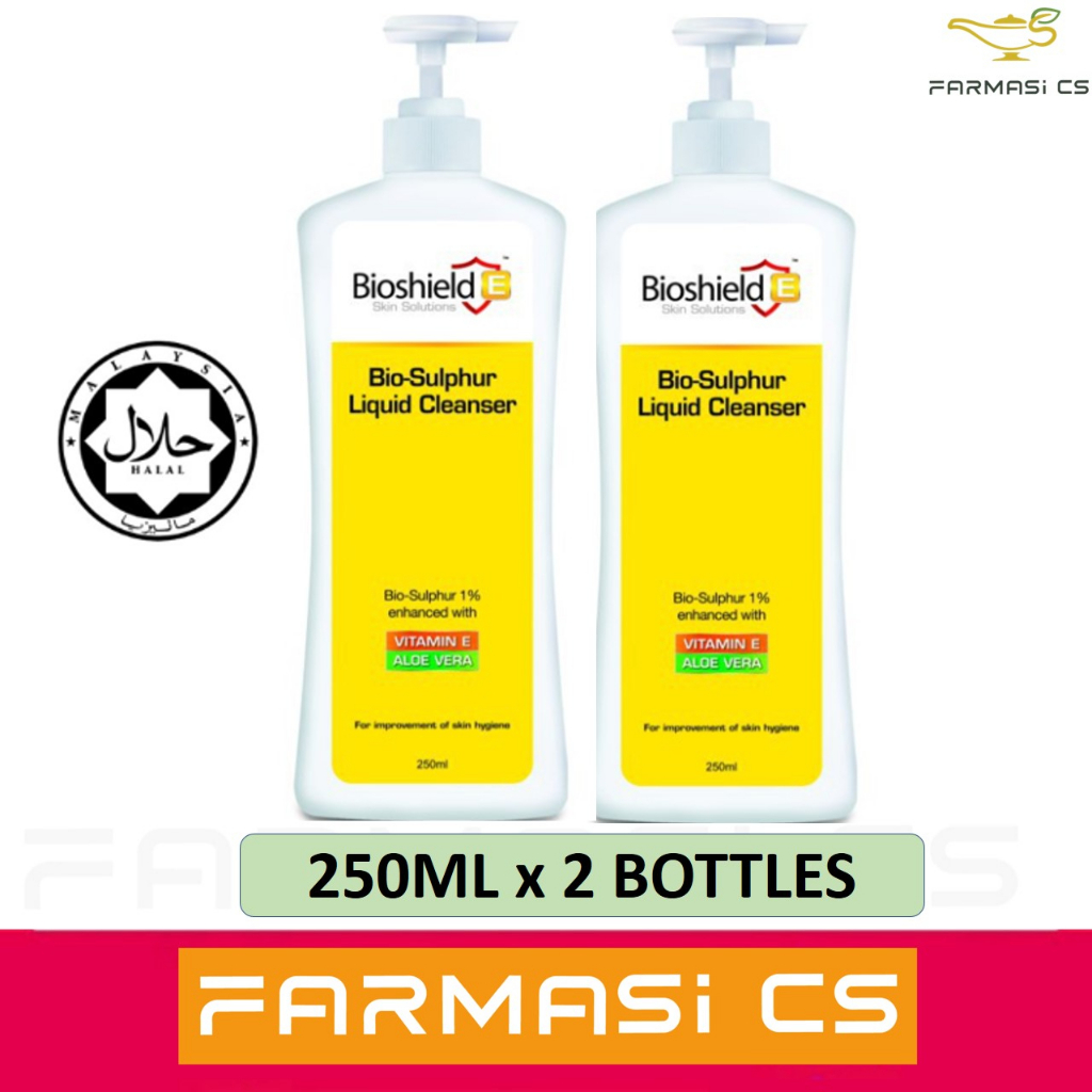 Bioshield E Bio-Sulphur Liquid Cleanser 250mL x 2 Bottles (TWIN) EXP:05 ...