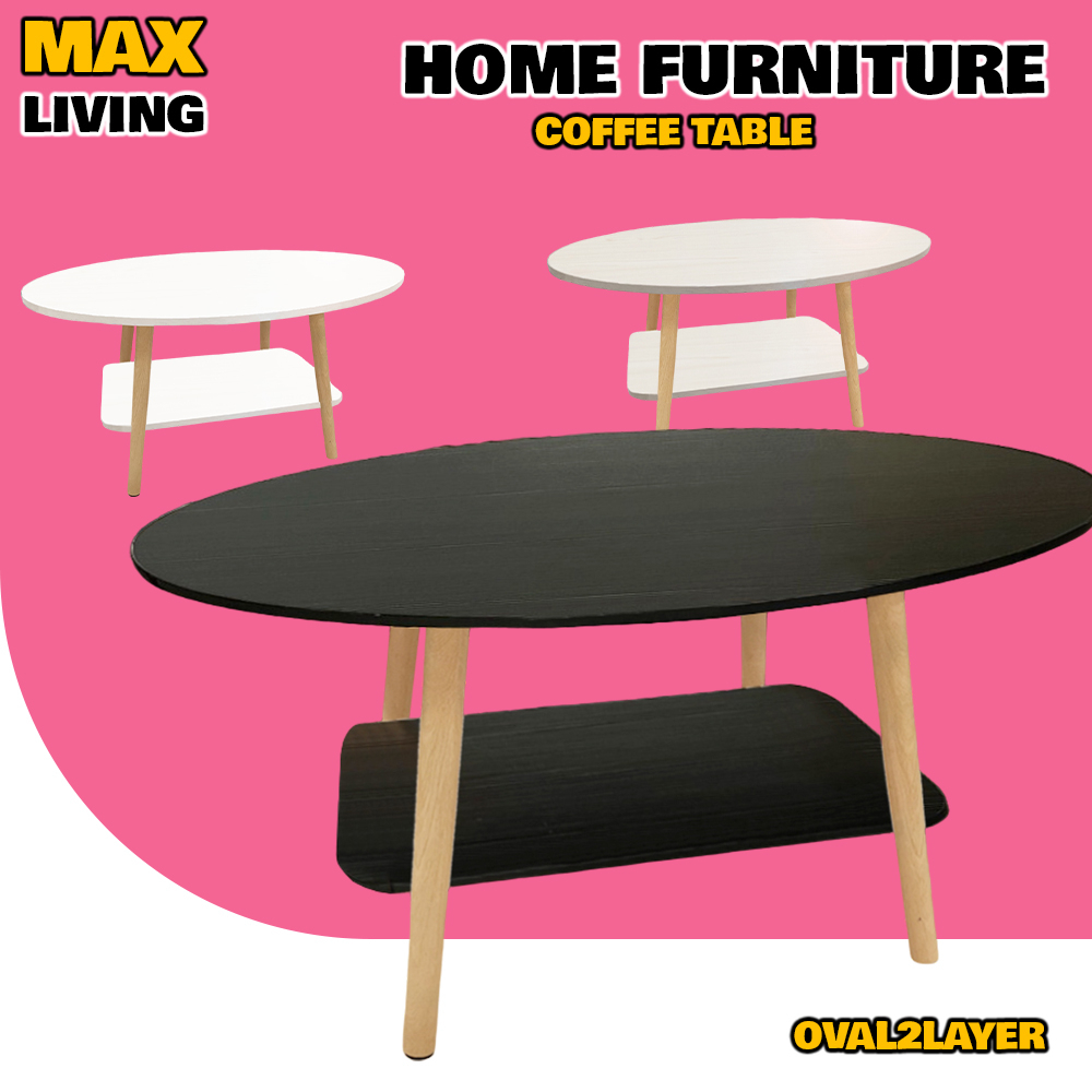 DekoLiving Oval Shape Wooden Side Table Coffee Table Living Room Table