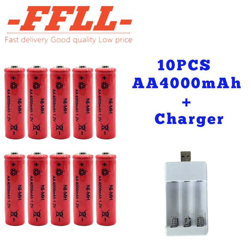 10PCS AA aa 4000mAh 1.2V 1.5V AA 2A 2a With a Charge Rechargeable