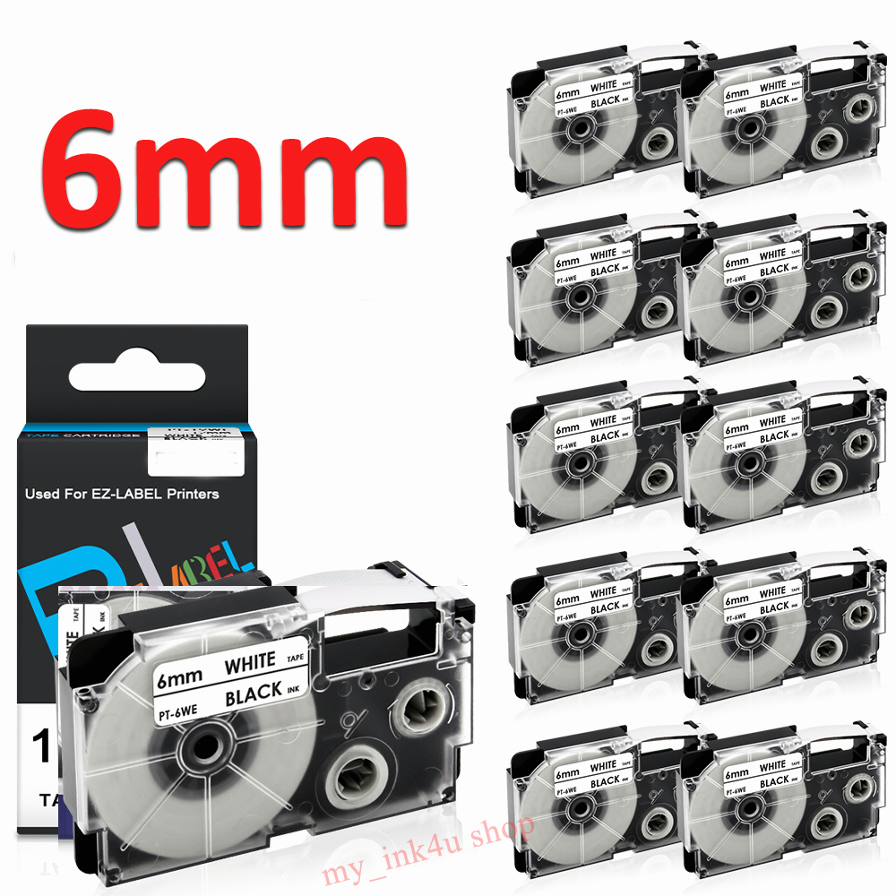 Compatible Casio Label Tape 6mm XR6WE XR6X XR6YW Label Cartridge for