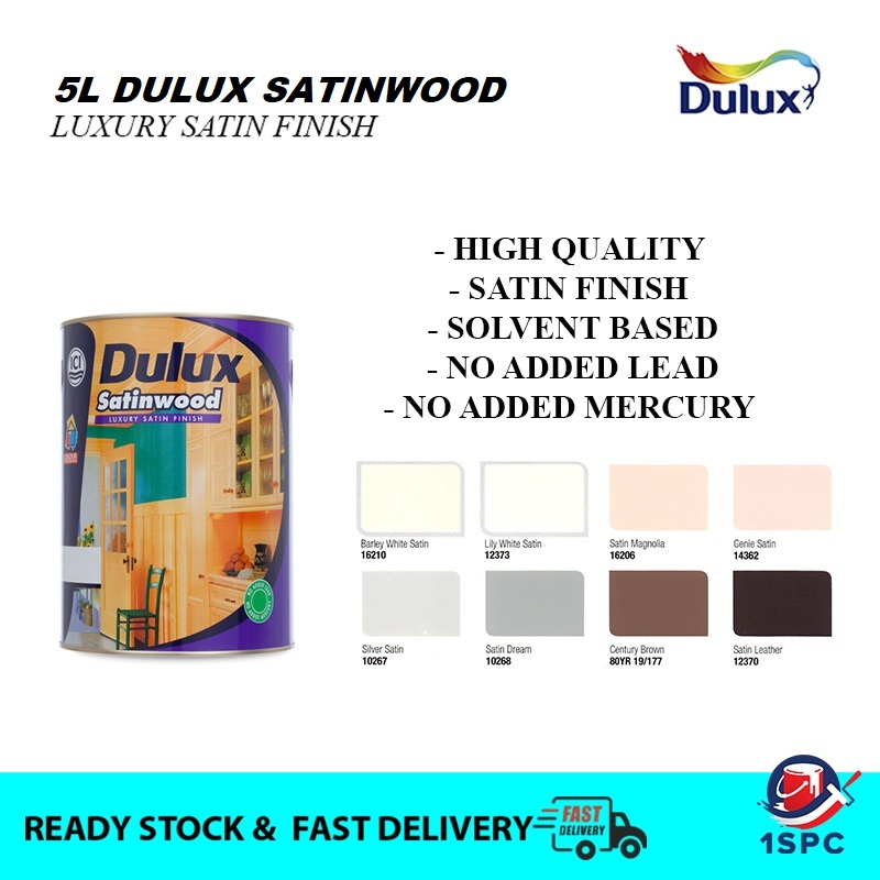5L Dulux Satinwood Luxury Satin Finish Matt Paint For Wood and Metal