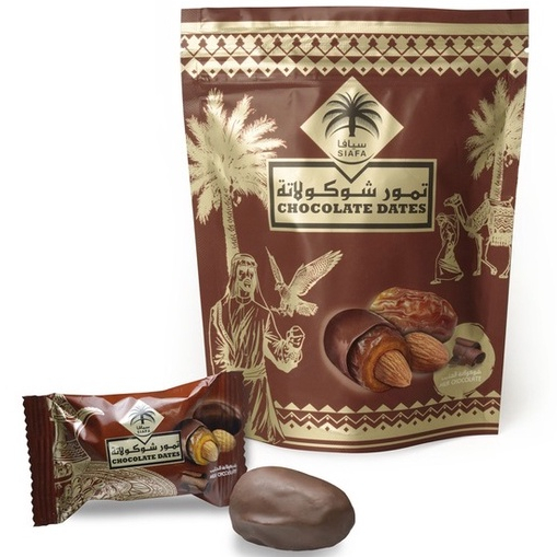 Siafa Milk Chocolate Dates with Milk Chocolate and Almond, 100g