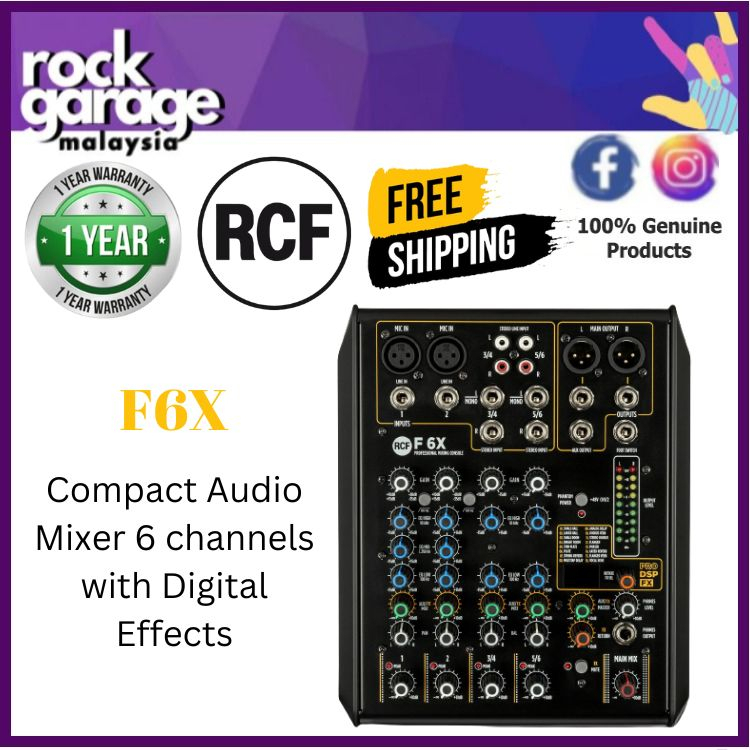 RCF F6X Compact Audio Mixer 6 channels with Digital Effects ( F6X / F