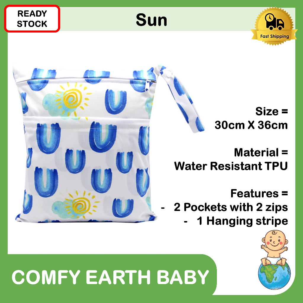Large Wet Bag Waterproof Baby Diaper Bag Waterproof Double Zip Wet Bag Swimming Bag Waterproof