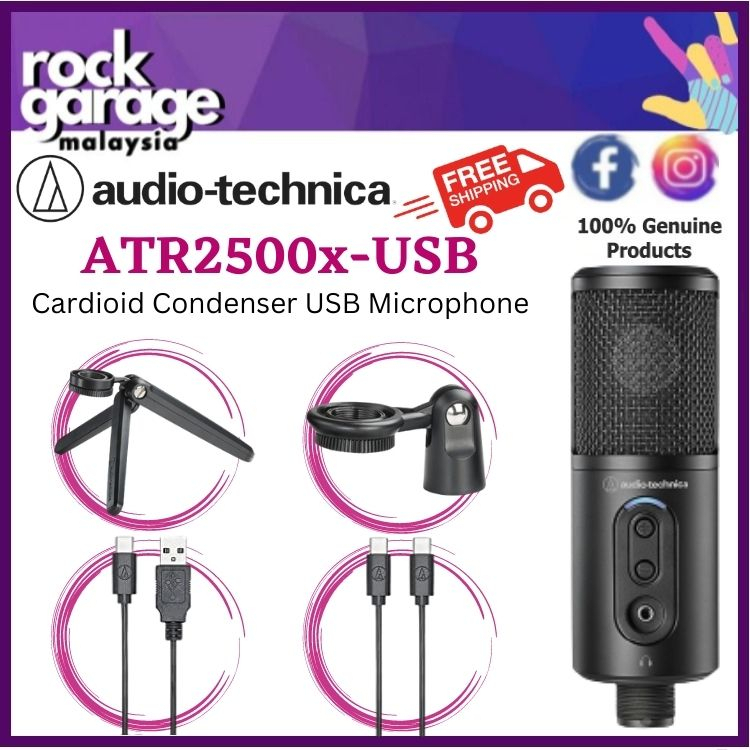 Audio Technica ATR2500x-USB Cardioid Condenser USB Microphone (Audio ...