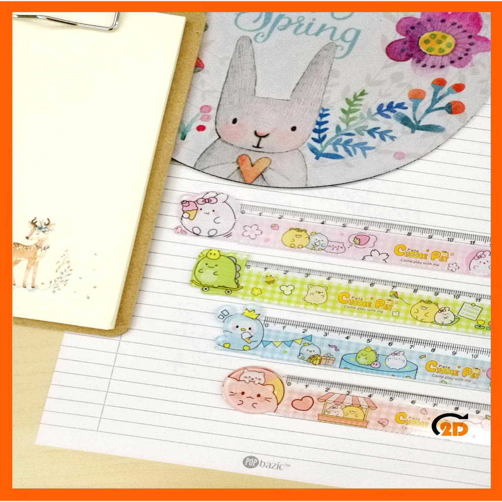 15cm Japanese Cute Pet Cartoon Ruler Student Drawing Measuring Plastic ...
