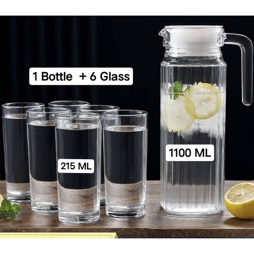 Glass Carafe Bottle Jug Lid Water Juice Clear Big Drink Pitcher 1 L / 1.7L  Ikea