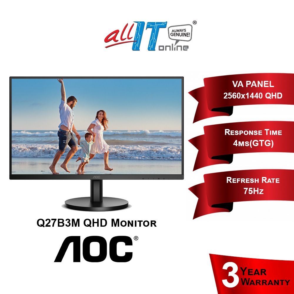 AOC Q27B3M 27" (QHD/VA/75Hz/4ms) AdaptiveSync Monitor Shopee Malaysia