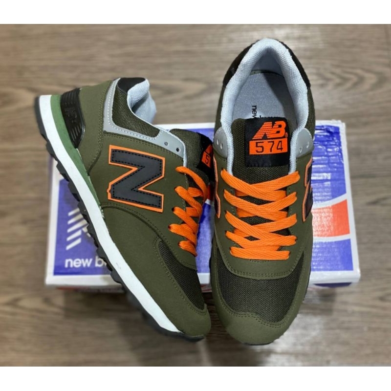 New balance 574 shop green orange