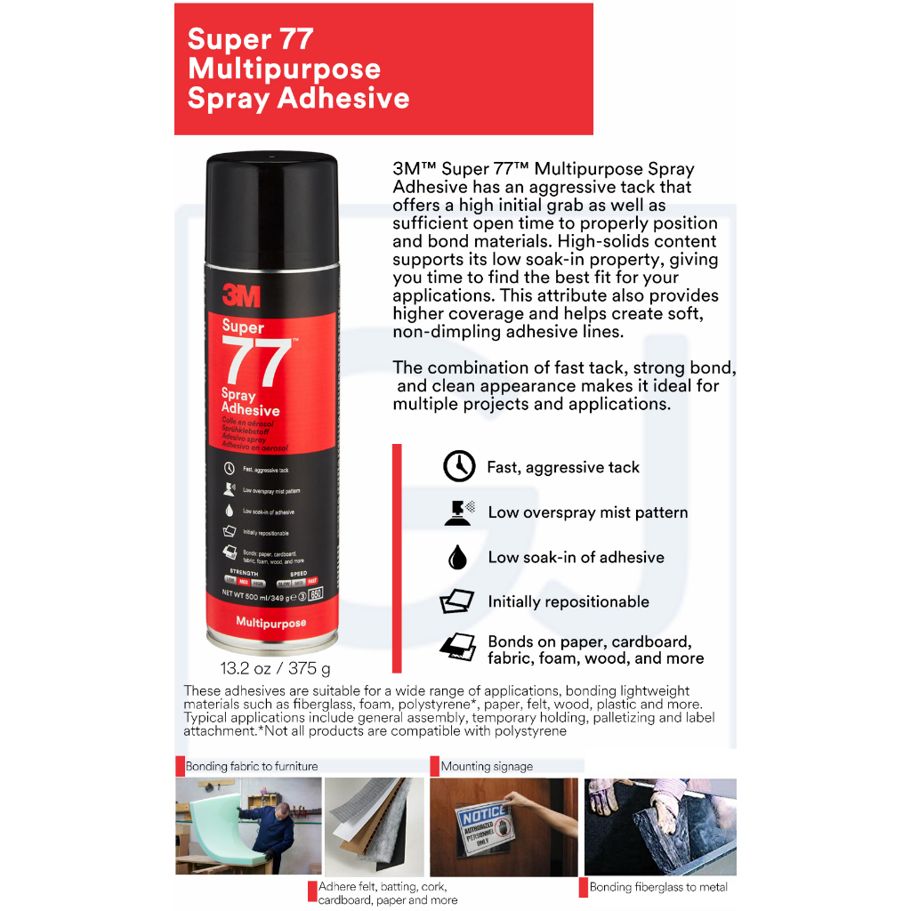 3M Super 77 Multipurpose Permanent Spray Adhesive Glue, Paper