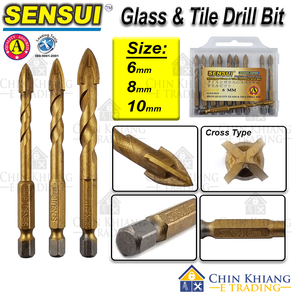 Sensui Cross Type Glass Drill Ceramic Drill Tiles Drill Bit Gold Mata