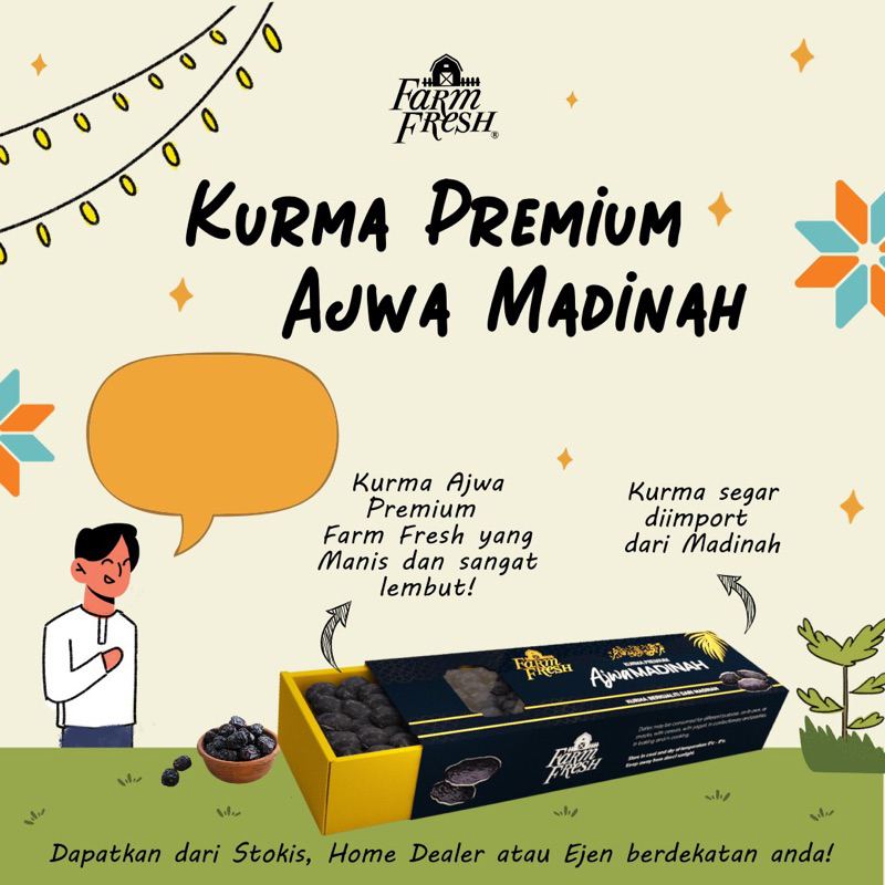 (READY STOCK) FARM FRESH Kurma Premium Ajwa Madinah Tangkai Deglet Nour ...