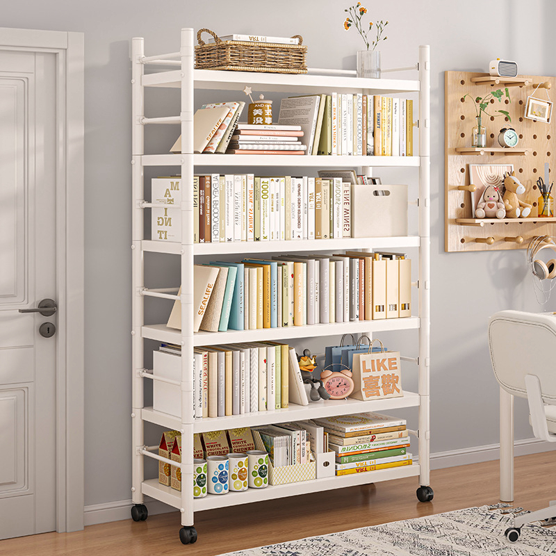 Simple Bookshelf and Storage Shelf Floor Mobile Home Living Room