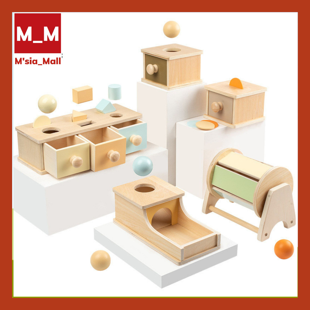 Montessori Wooden Sensory Toys/Coin Box Ball Box Permanence Object Box ...