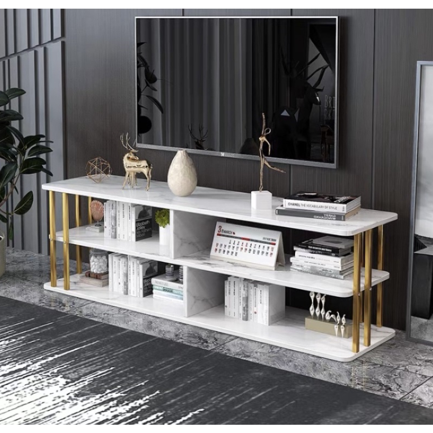 4ft (120cm) TV Rack TV Cabinet Marble Strap Surface Living Room Cabinet ...