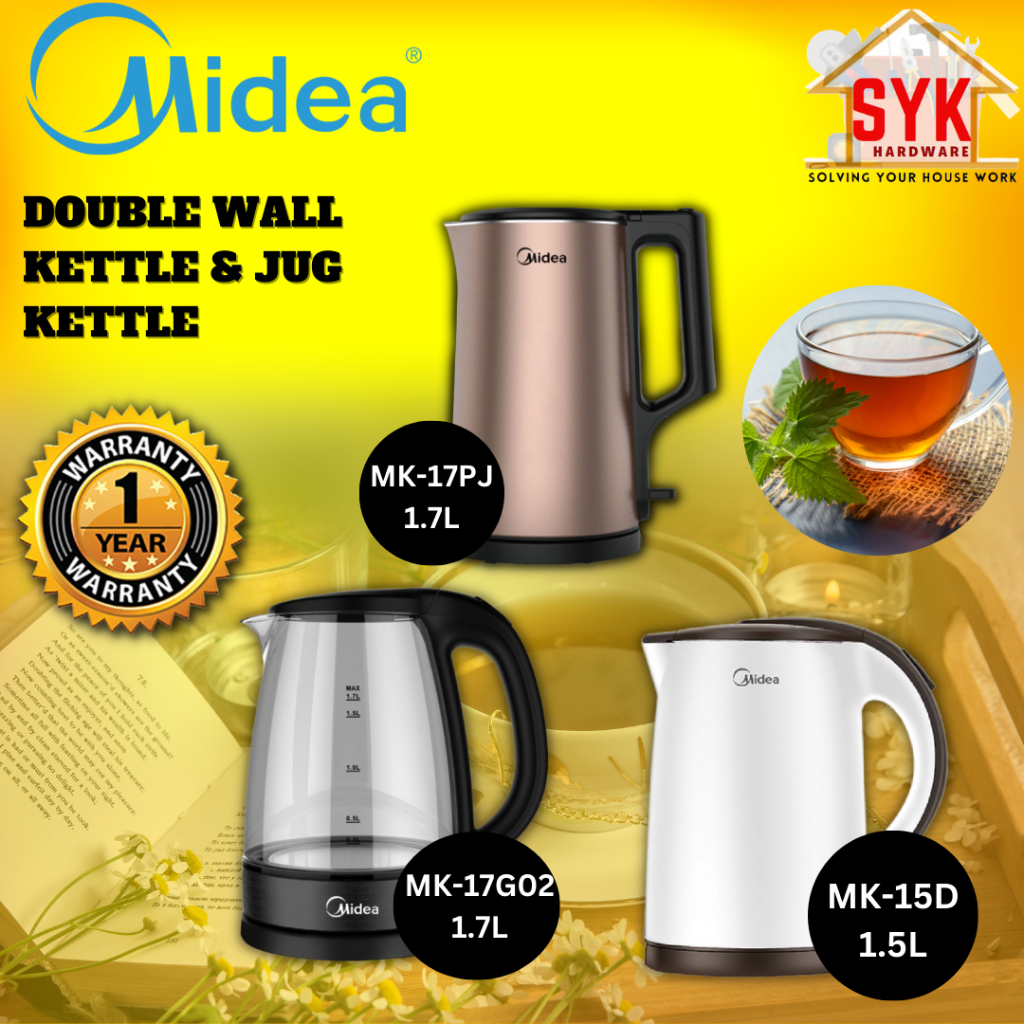 SYK Midea Double Wall Jug Kettle Electric Kettle Boiling Water Kitchen