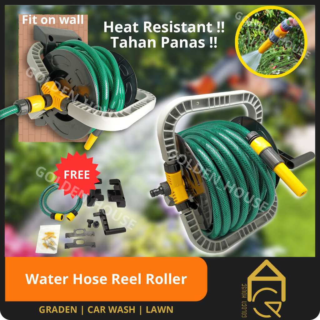 GDH Hose Reel 10M Stackable Hose Reel Garden Hose Reel Set Wall Mount