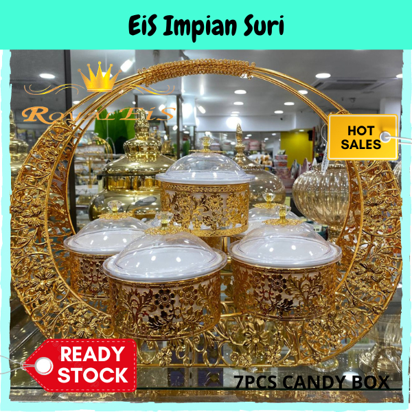 (Ready Stock!!) Royal Eis (0994-6) 7pcs Compartment Gold Candy Box ...
