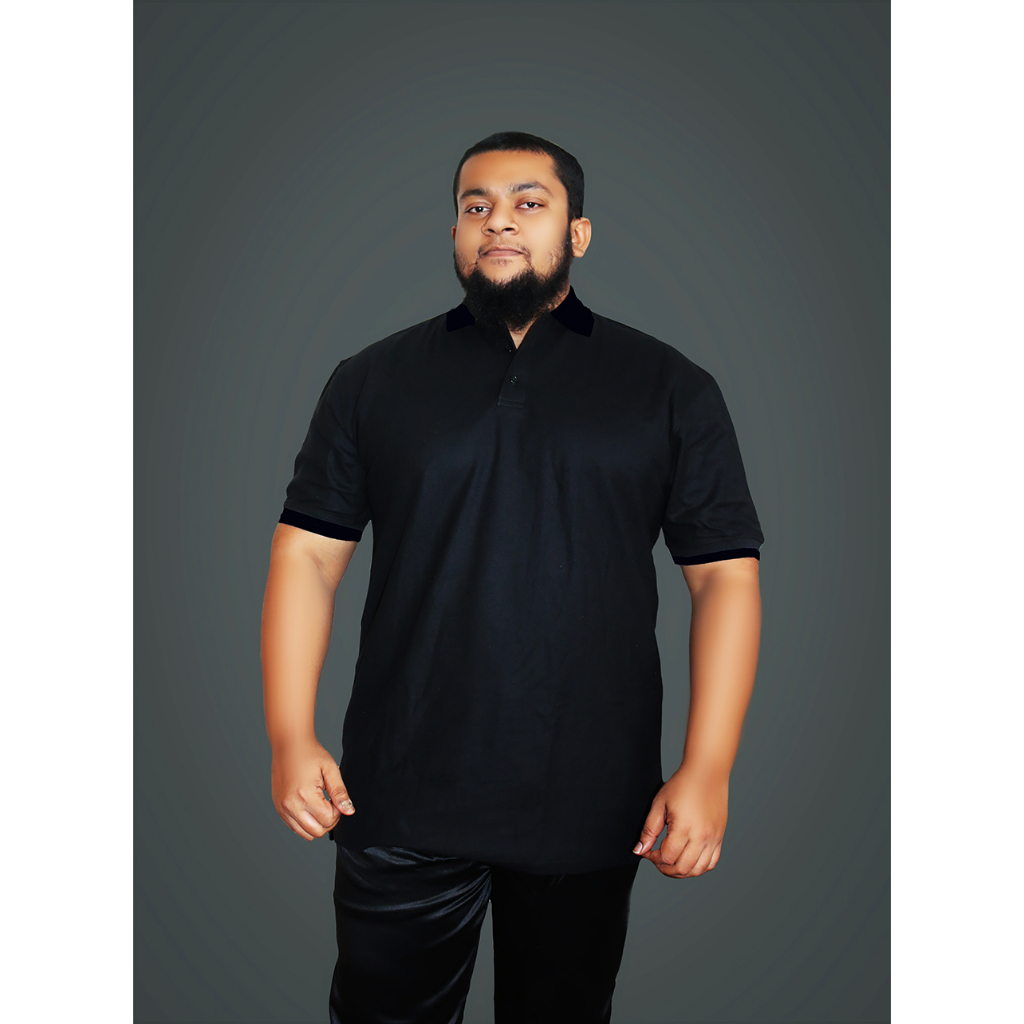 Plus size discount black polo shirt