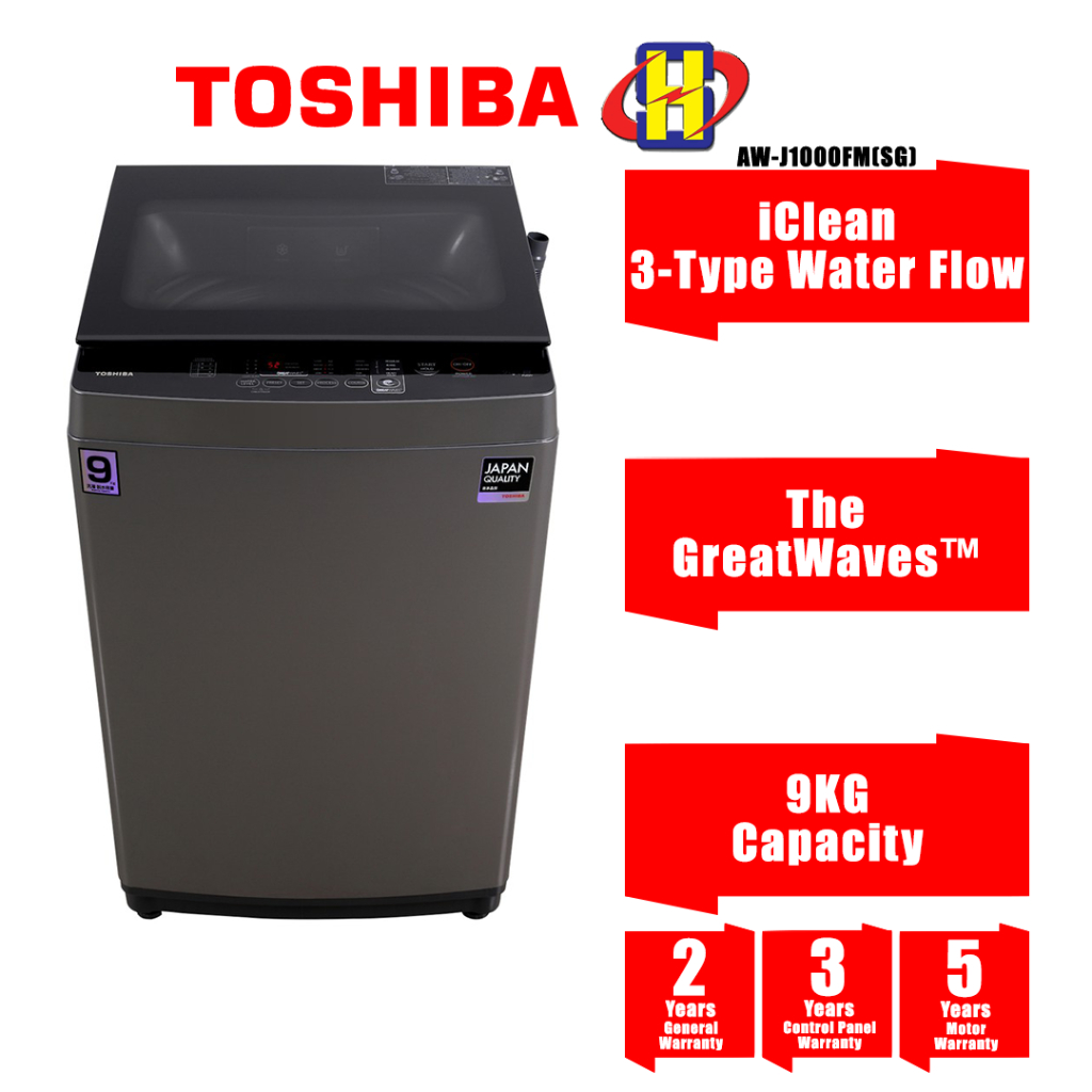 Toshiba Washing Machine (9KG) Soft Close Lid Fully Auto Top Load Washer