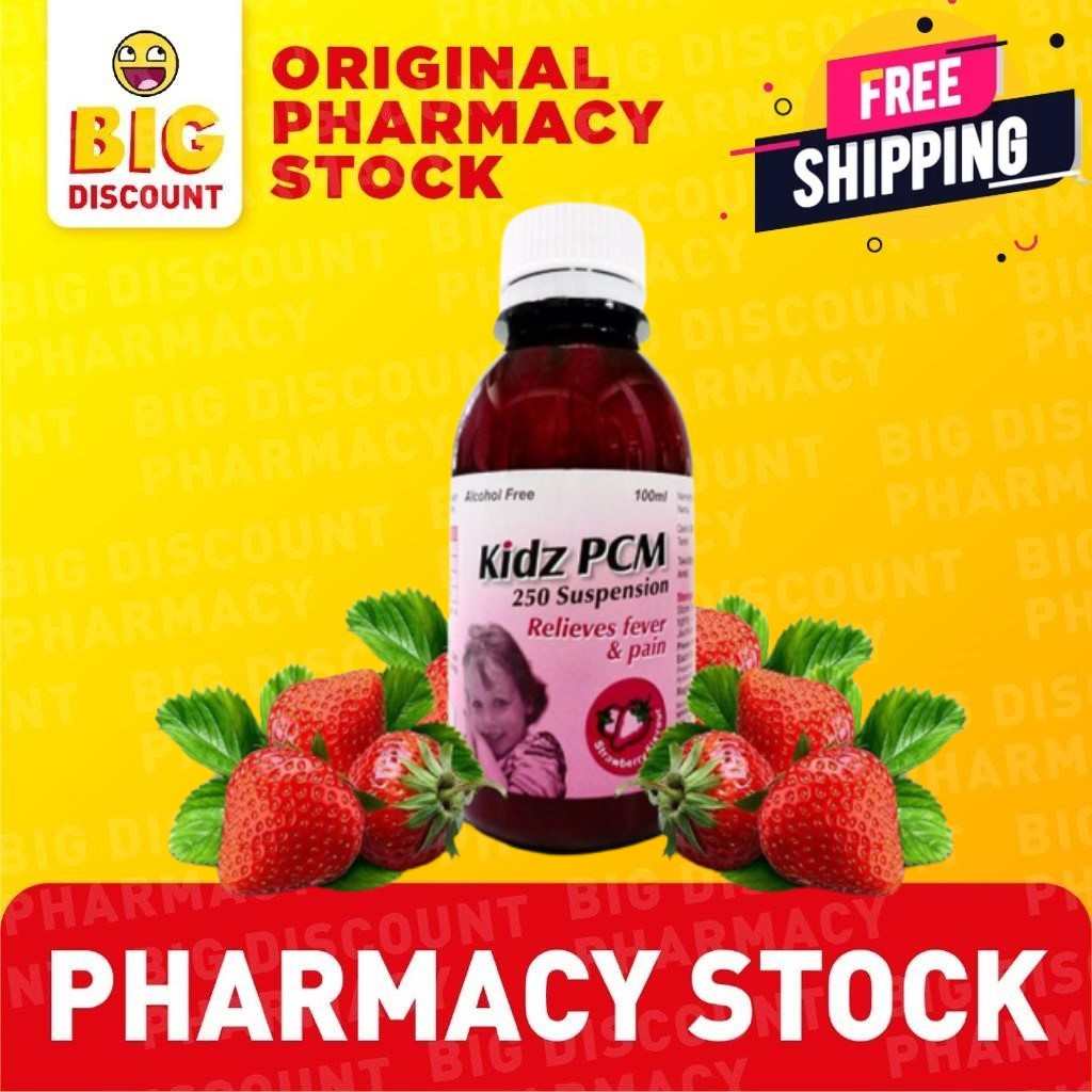 Kidz Pcm 250 Suspension Relieves Fever And Pain Strawberry Flavour