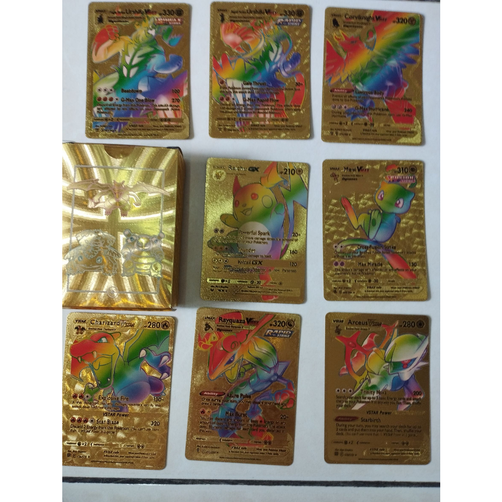 55/100pcs Pokemon Cards Metal Gold Vmax GX Energy Card Charizard ...