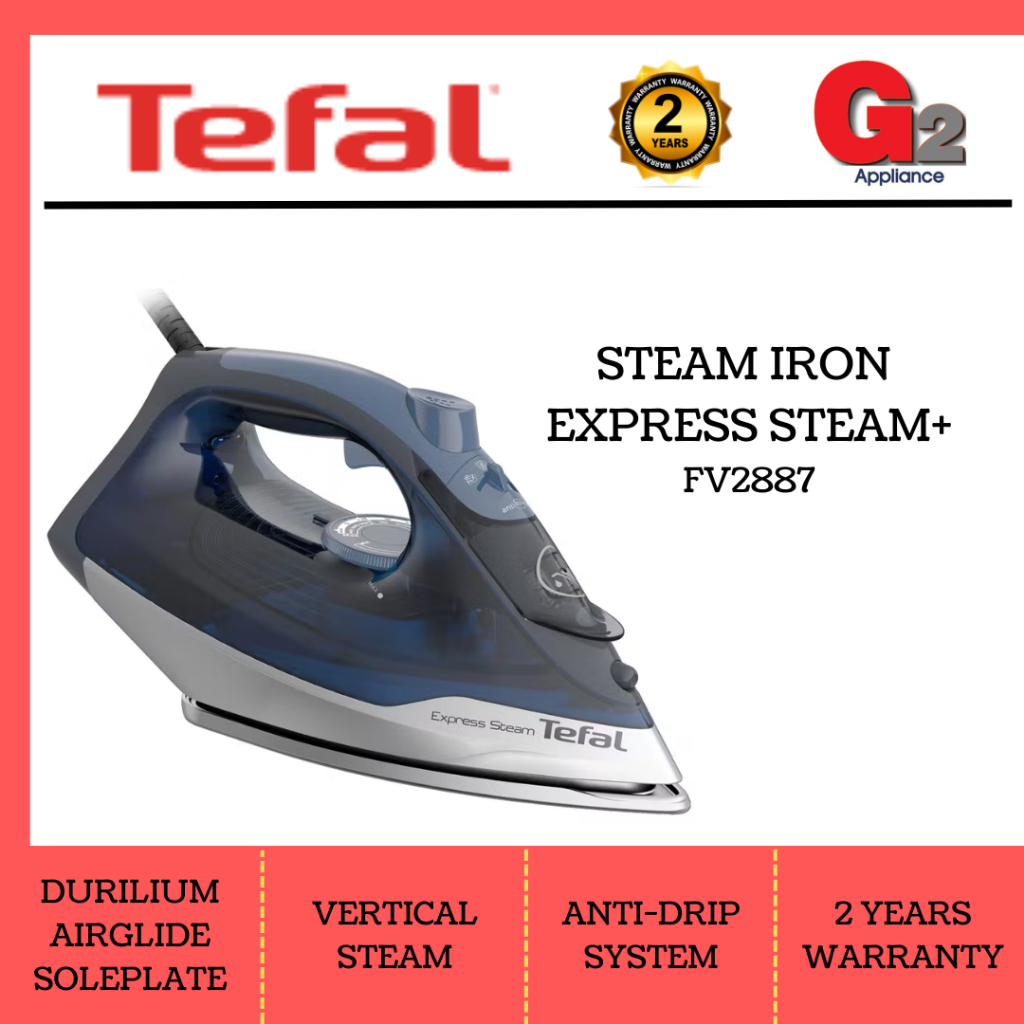 TEFAL STEAM IRON STEAM EXPRESS+ FV2887 (READY STOCK)TEFAL WARRANTY