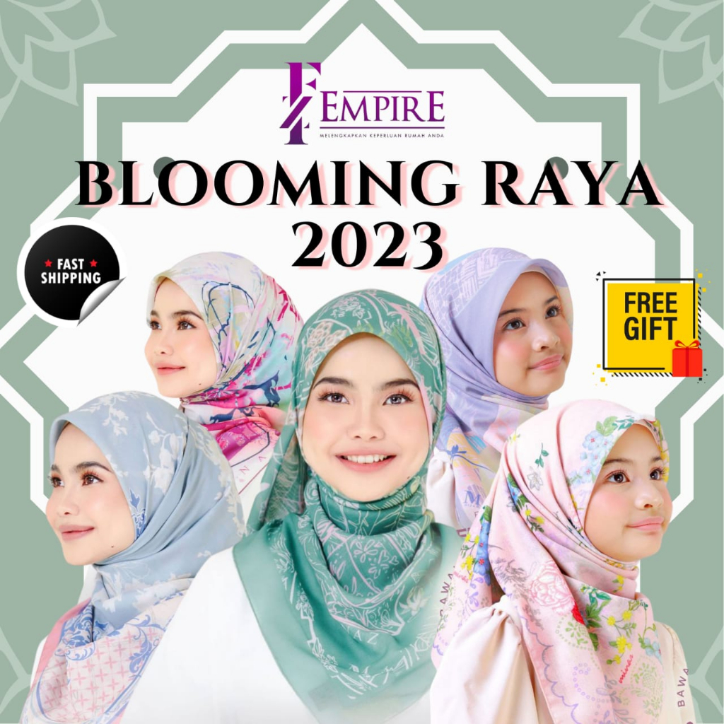 Tudung Bawal Minaz Hijab Sedondon Printed Edisi Raya 2023 | Shopee Malaysia