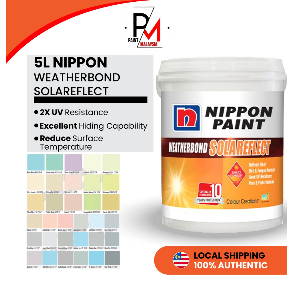 NIPPON Weatherbond Solareflect 5L Exterior Wall Paint UV Protetection