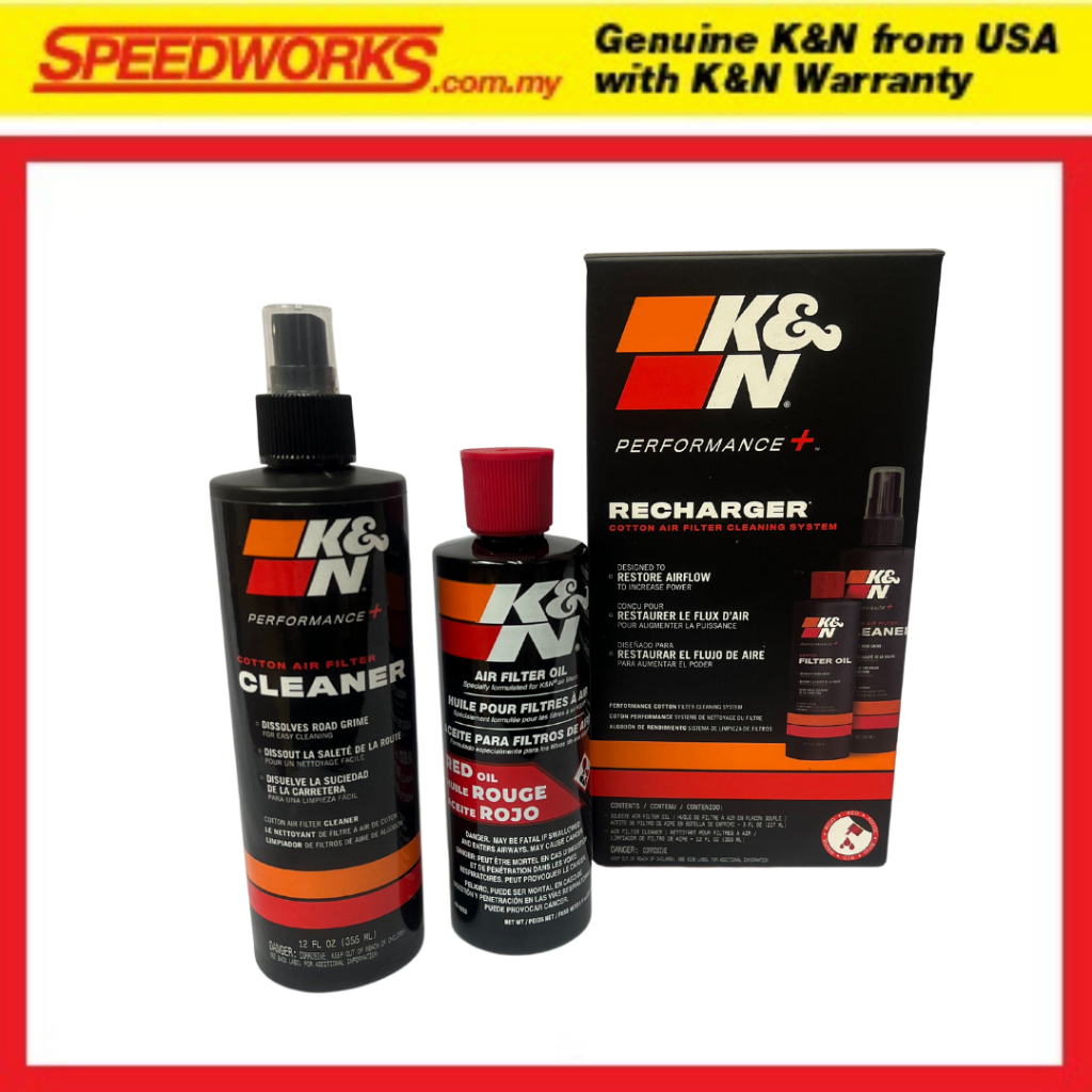Genuine K&N Air Filter Cleaner & Oil Recharger Kit (995050) Shopee
