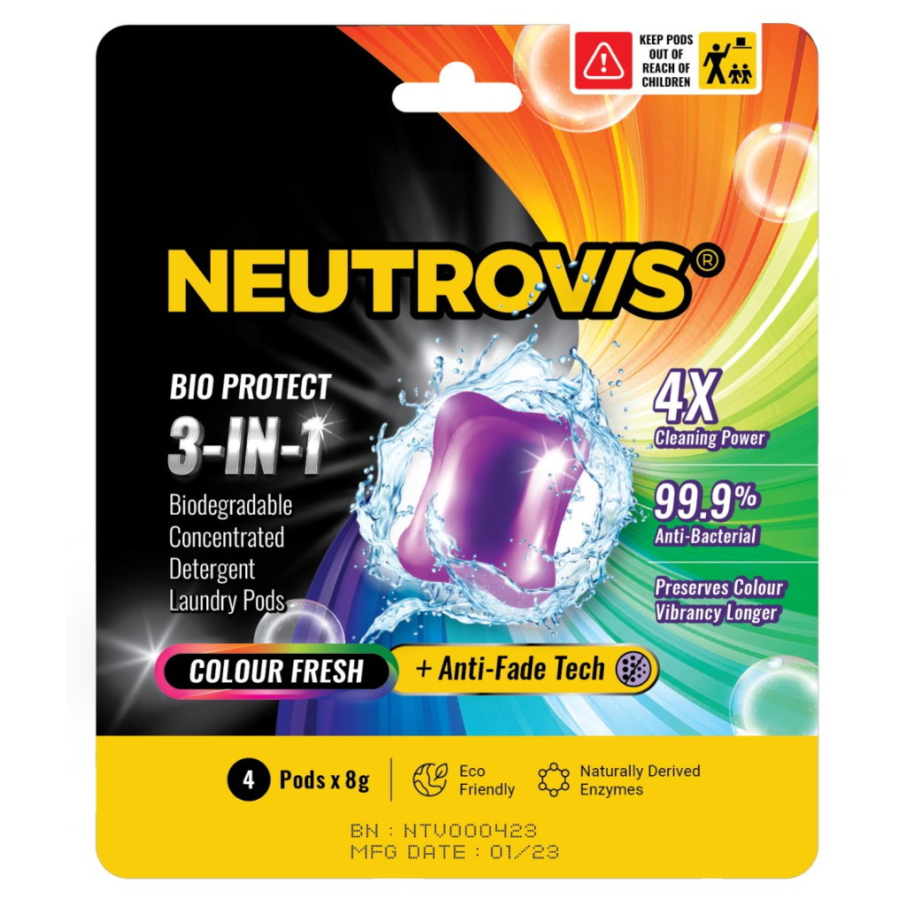 NEUTROVIS Bio Protect 3in1 Laundry Pods (8g x 4 Pods) Colour Fresh