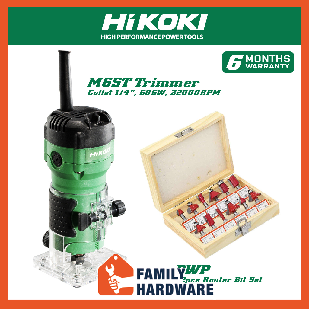 HIKOKI HITACHI M6ST Trimmer router, Collet 1/4, 505W, 32000rpm FAMILY HARDWARE Shopee Malaysia