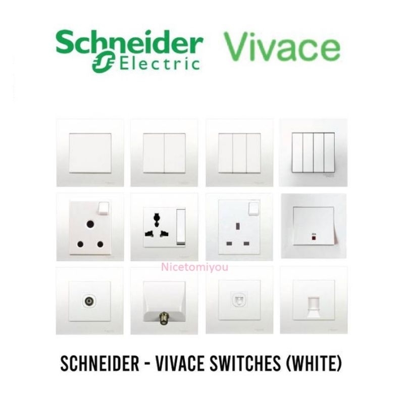 SCHNEIDER VIVACE SWITCH & SOCKET 1G 2G 3G 13A UNIVERSAL 20A 2 WAY ...