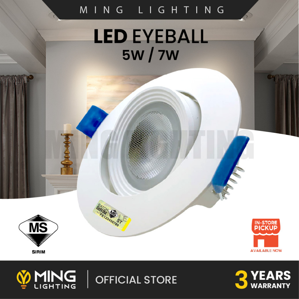 (Sirim) LED Recessed Eyeball Spotlight 5W 7W Megaman Downlight Home ...