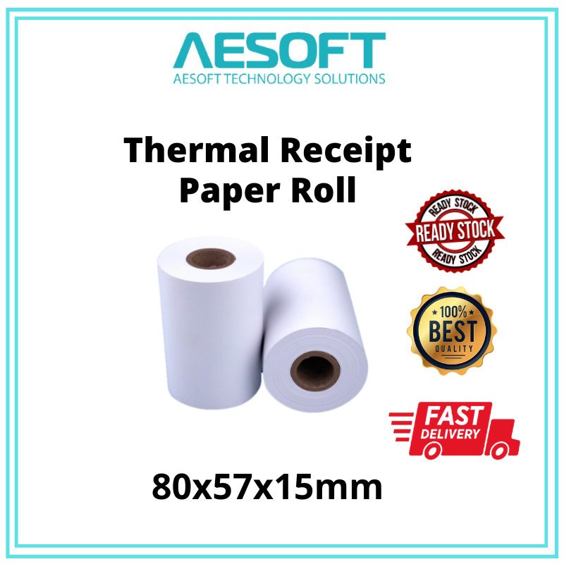 Thermal Receipt Paper With Core 80x57x15 1roll (68gsm) For POS Machine ...