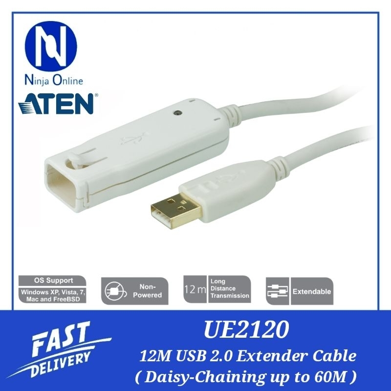 Aten UE2120 12m USB 2.0 Extender Cable (Daisychaining up to 60m) / UE2120H 12m 4port USB 2.0