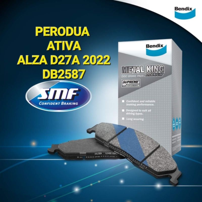 BENDIX FRONT DISC BRAKE PAD PERODUA ATIVA ALZA D27A 2022 DB2587 ...