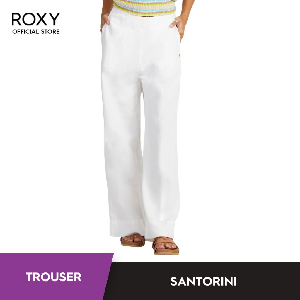 Roxy Women Santorini Linen Trousers - Bright White