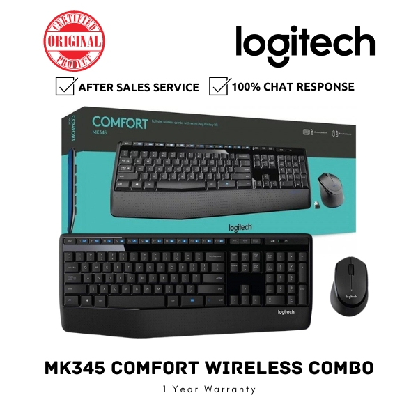 Logitech MK345 Wireless Keyboard + Mouse Confort Full Size Wireless
