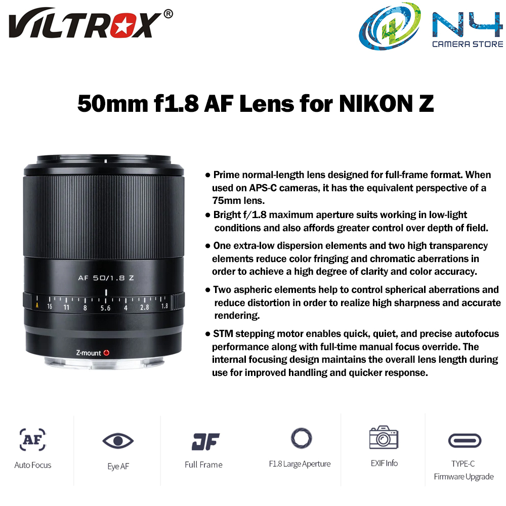Viltrox AF 50mm F1.8 Lens for Sony E / Nikon Z Full Frame Standard