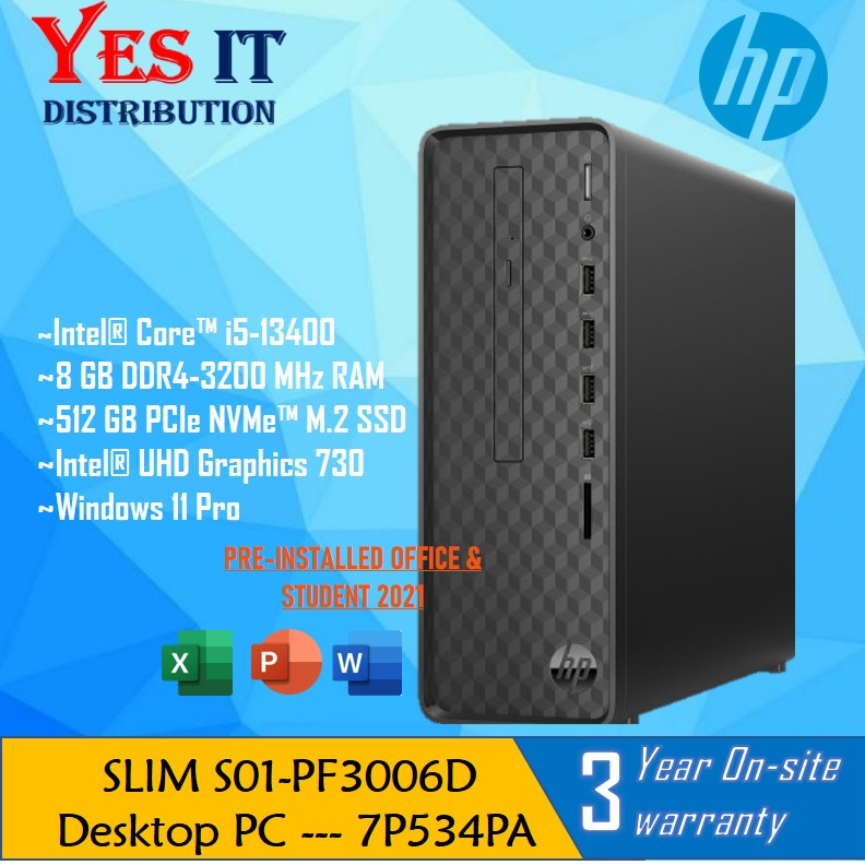 HP Slim Desktop PC S01PF3006D (I513400, Intel UHD, 8GB, 512GB SSD