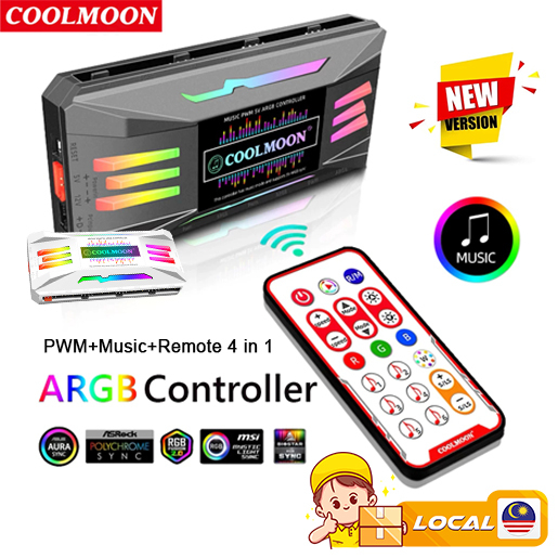 CoolMoon New ARGB Controller 4in1 PWM ARGB Music Rhythm Wireless Remote ...